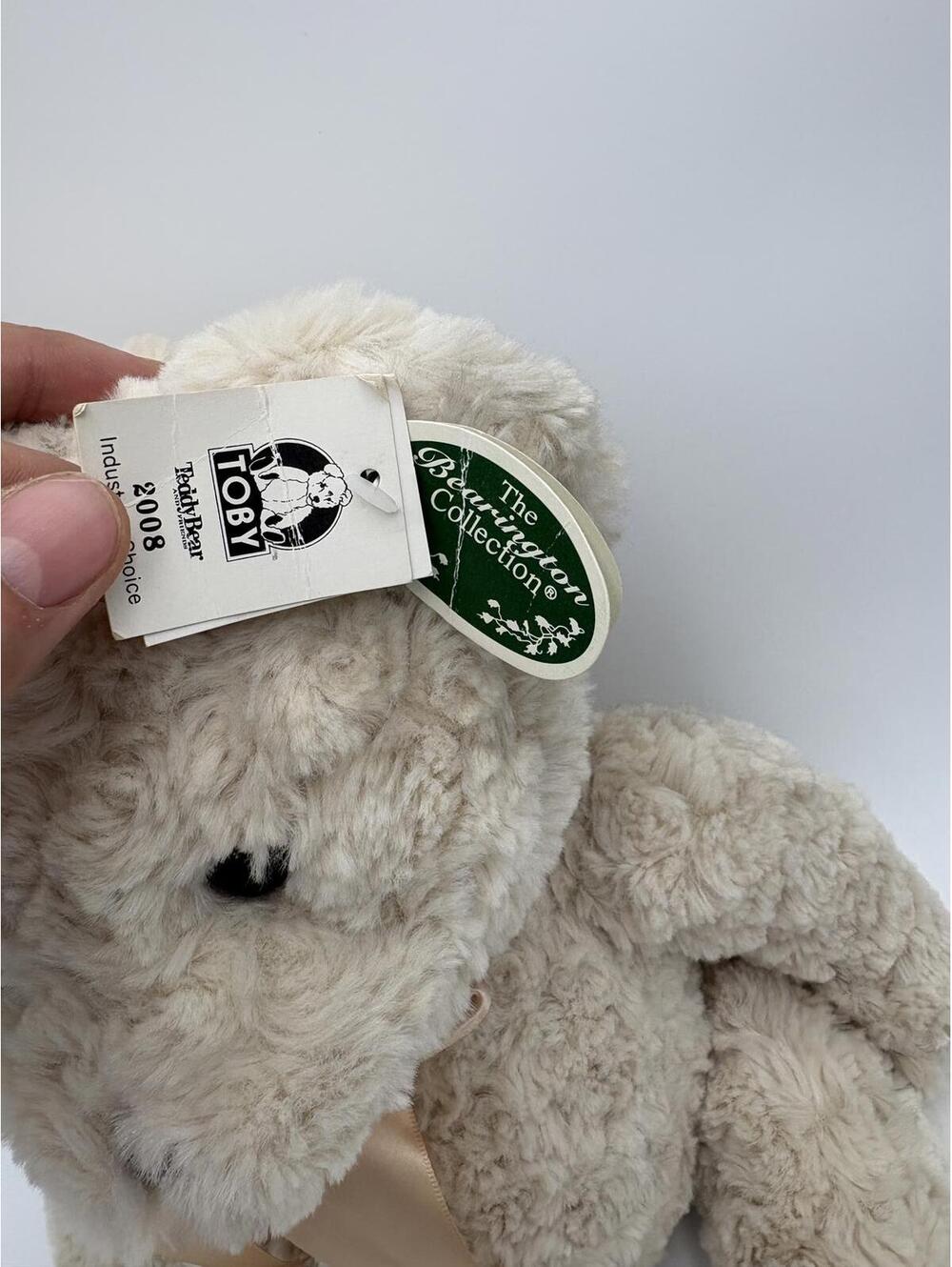 The Bearington Collection 16” 2008 NWT Toby Plush Bear with Satin Bow Teddy Bear - Picture 2 of 7